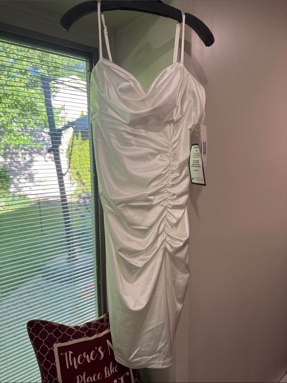 White Satin Ruched Cowl Neck Slip Dress sz XL